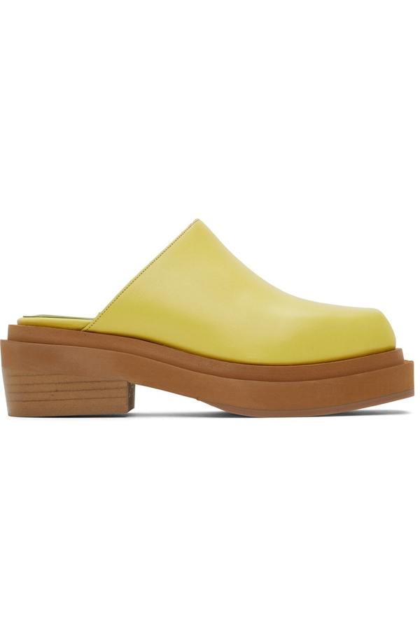 靴 Eckhaus Latta zoe clog m black leather Eckhaus Latta Yellow Zoe Clogs | Garmentory