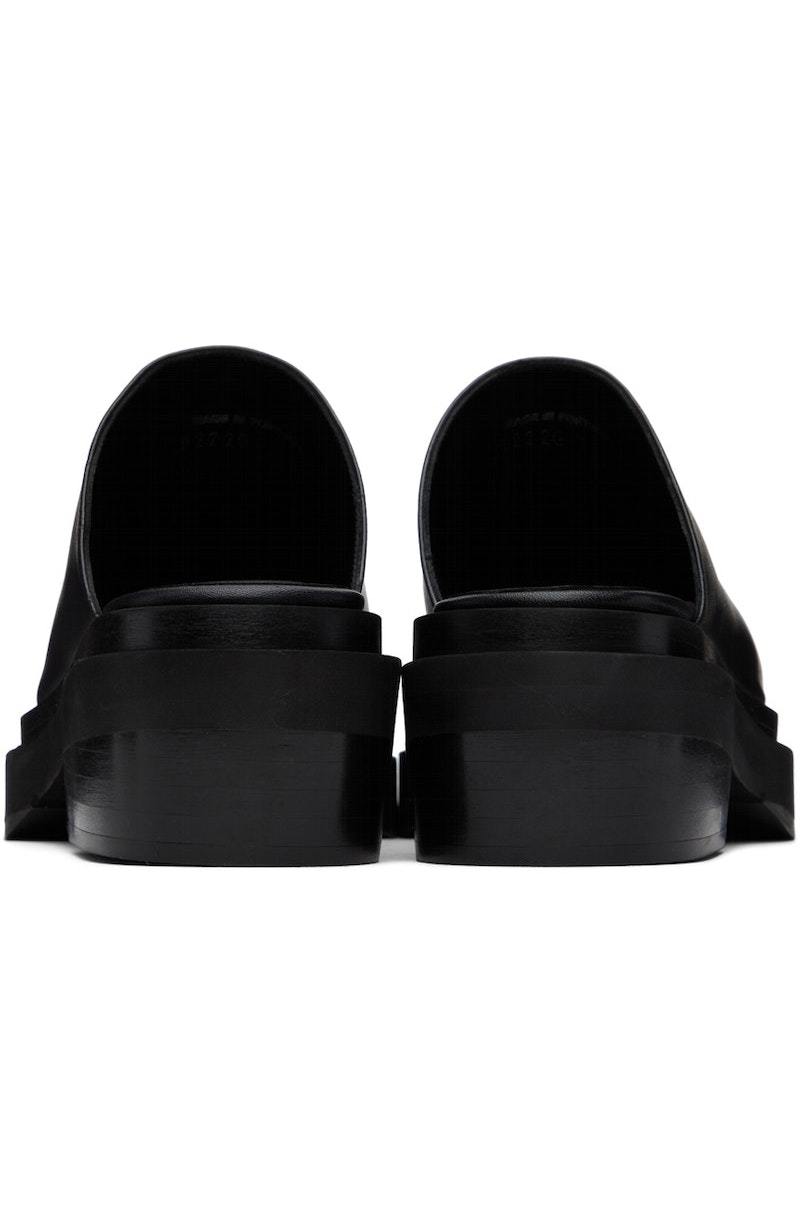 靴 Eckhaus Latta zoe clog m black leather Eckhaus Latta Black Zoe Clogs Eckhaus Latta