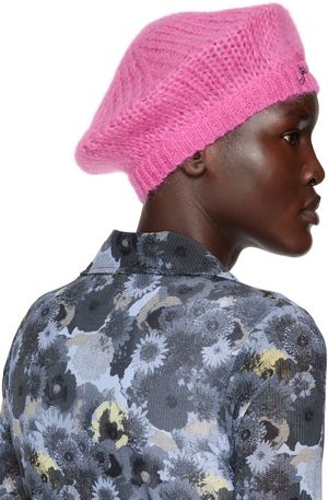 GANNI mohair knit beret w embroidered logo GANNI - Mohair Beret W/ Logo GANNI main image 4