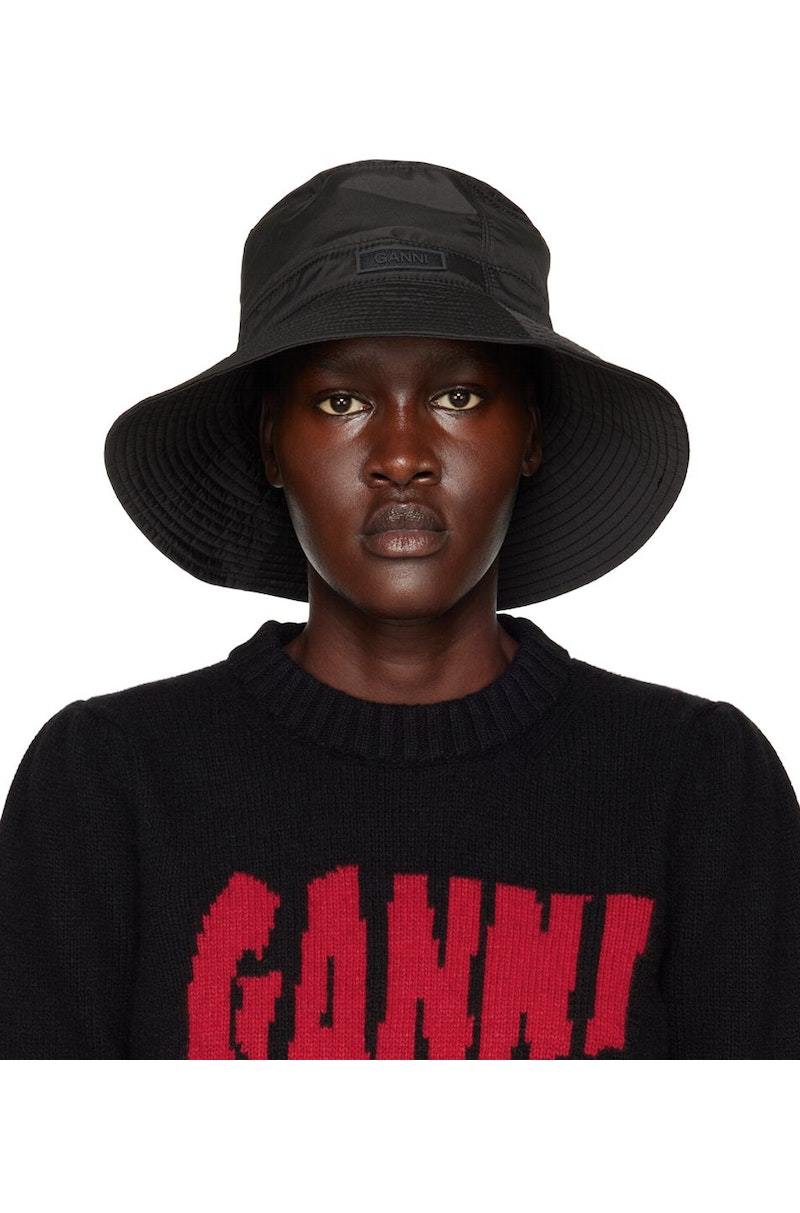 【送料&関税込】Ganni Bucket Hat With Logo Women's Accessories | Austin woven panama hat