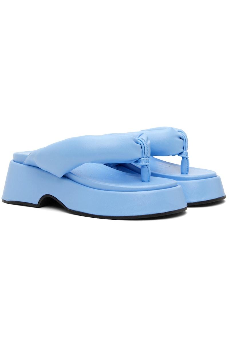 Ganni Retro Thong Platform Sandals - Placid Blue | Garmentory