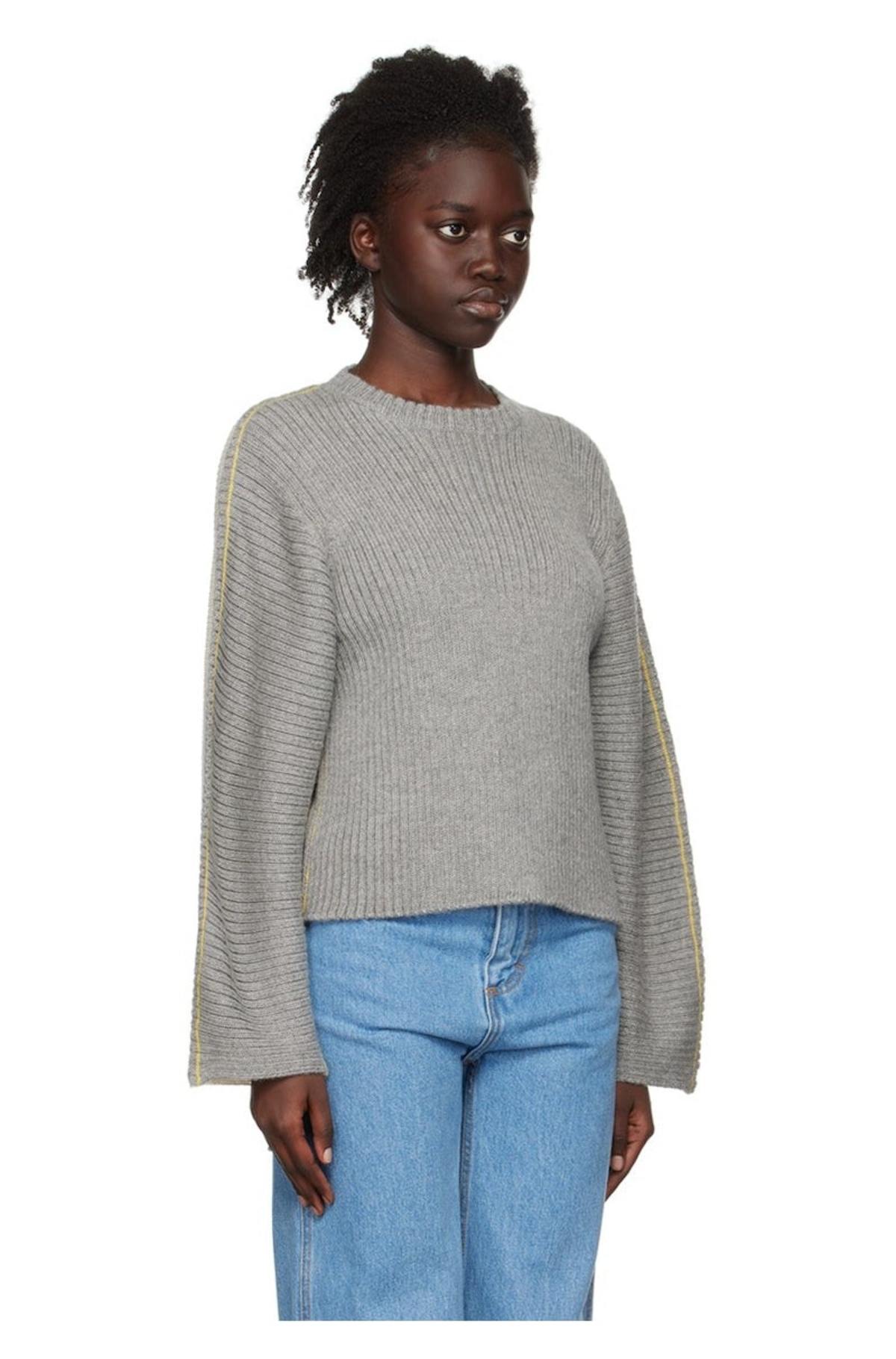 Eckhaus Latta Gray & Off-White Ash Sweater - Image 2 of 4