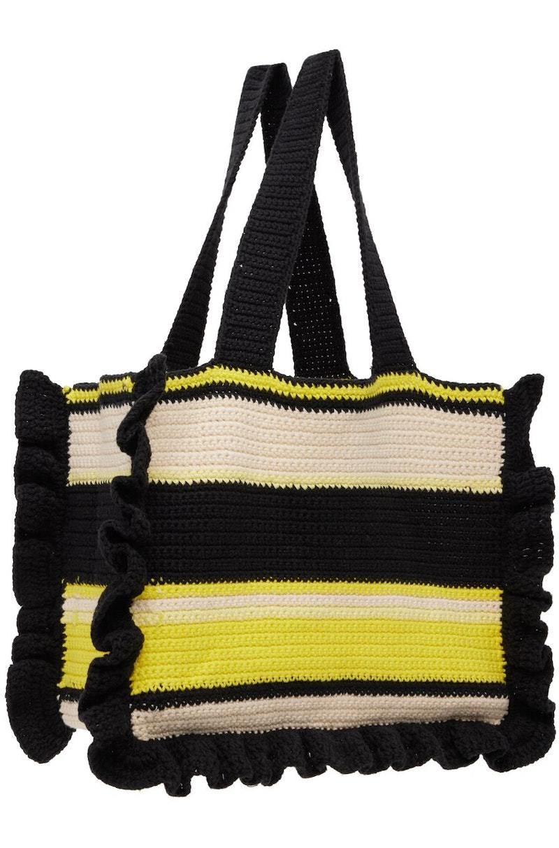 ☆人気☆【GANNI】☆LOGO EMBROIDERED CROCHET FRILL TOTE BAG☆ Ganni - Frill-trimmed crochet tote bag GANNI