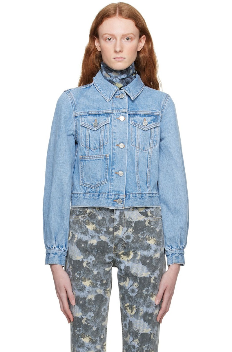 Ganni Camy Denim Jacket - Light Blue Stone | Garmentory