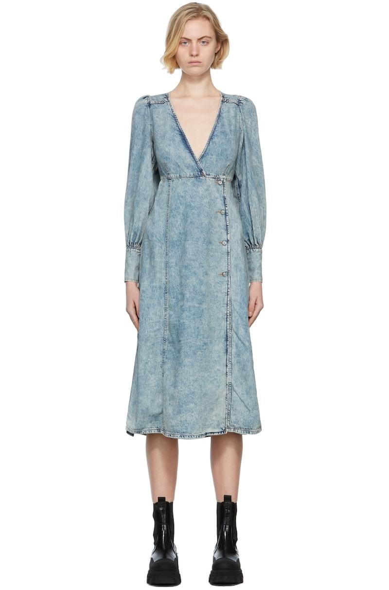 white christmas dresses Rinse Denim Strap Mini Dress main image 0
