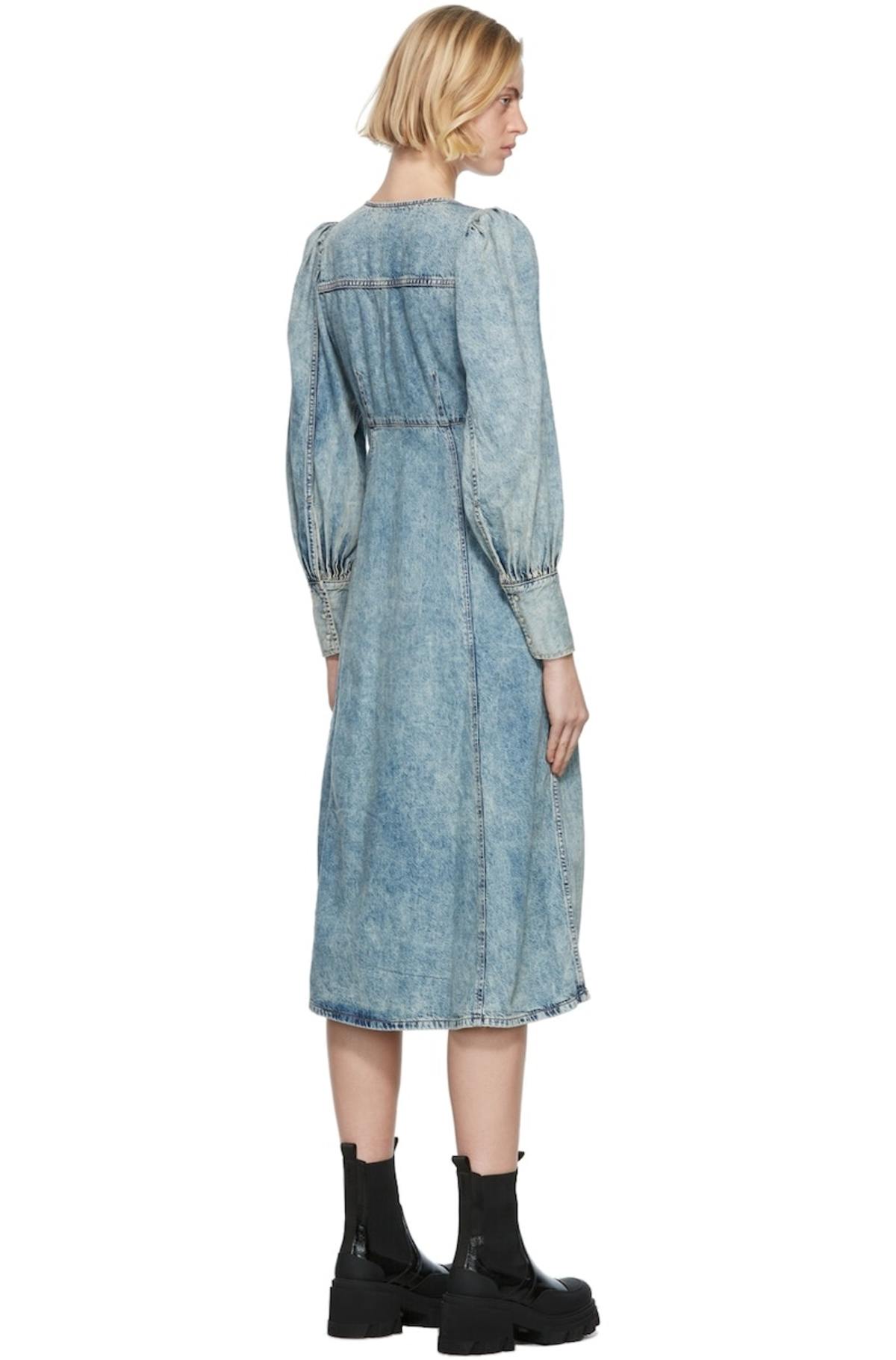 Ganni Light Tine Denim Midi Dress - Tint Wash