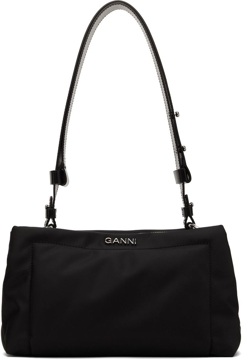 GANNI Black Medium Pillow Baguette Bag | Garmentory