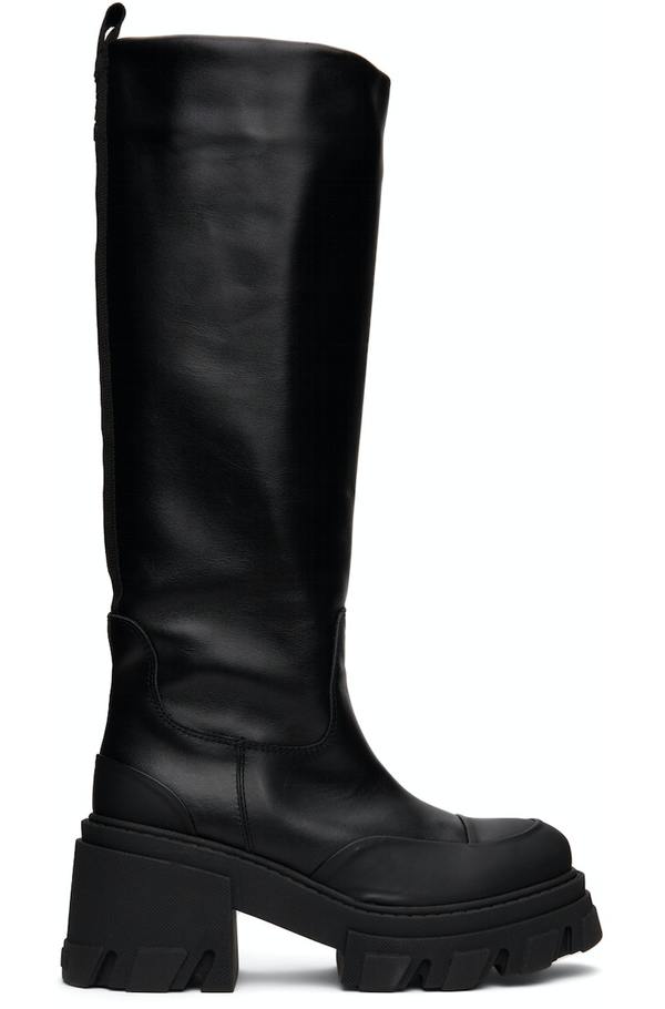GANNI Heeled Tubular Knee Boots Black Garmentory