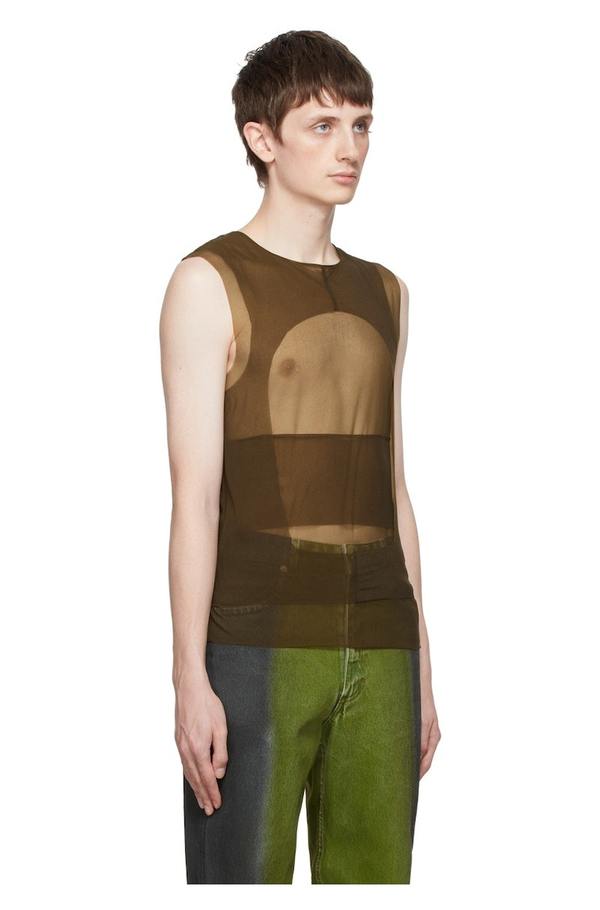 Eckhaus Latta Brown Vapor Tank Top | Garmentory
