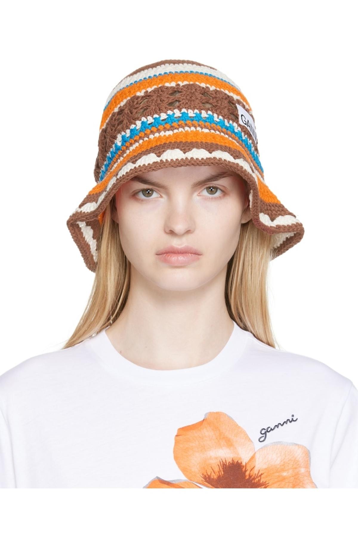【専用】GANNI HAT可愛い小花柄 新品未使用品 GANNI ガニー バケットハット COTTON CROCHET BUCKET HAT A5794