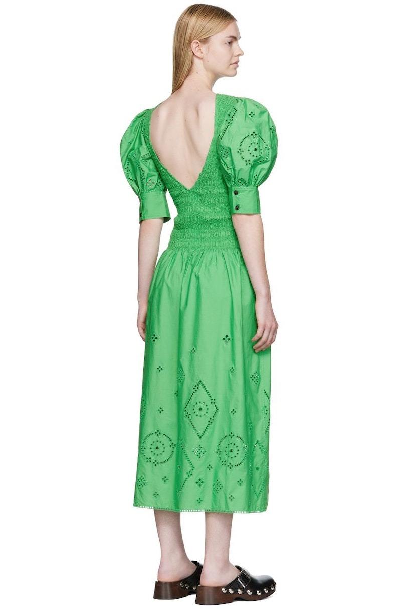 green emerald velvet dress Tartine et Chocolat Broderie Anglaise Dress – TuesdaysChild.com main image 1