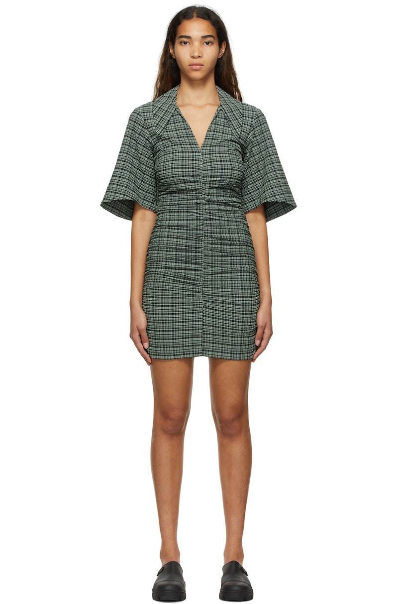 GANNI Green Recycled Polyester Mini Dress