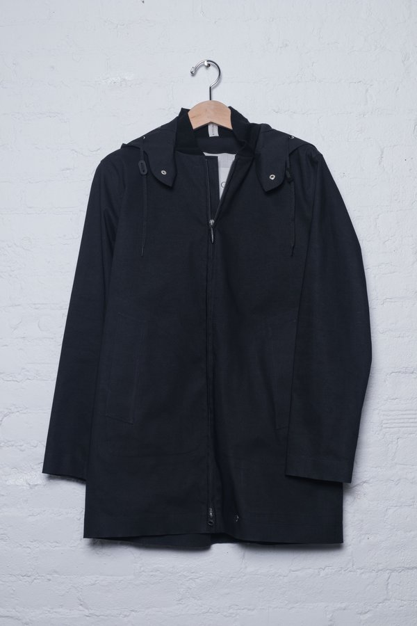 Hancock Vulcanized Cotton Hooded Raincoat - Black/Taupe Hancock Vulcanized Cotton Hooded Raincoat - Black/Taupe