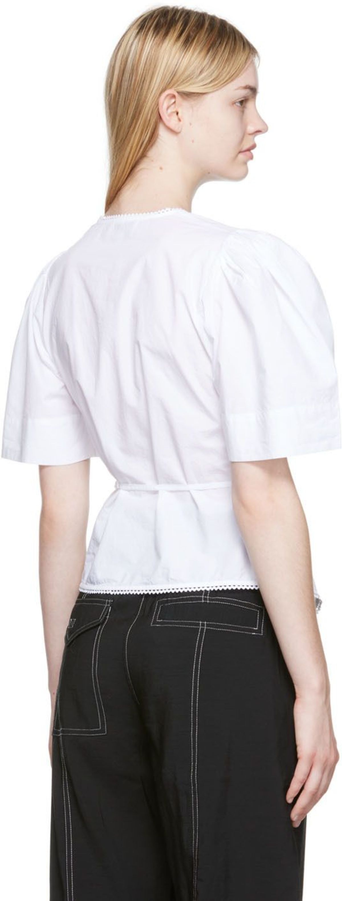 GANNI ラップブラウス　白い　size 34 GANNI White Wrap Blouse | Garmentory