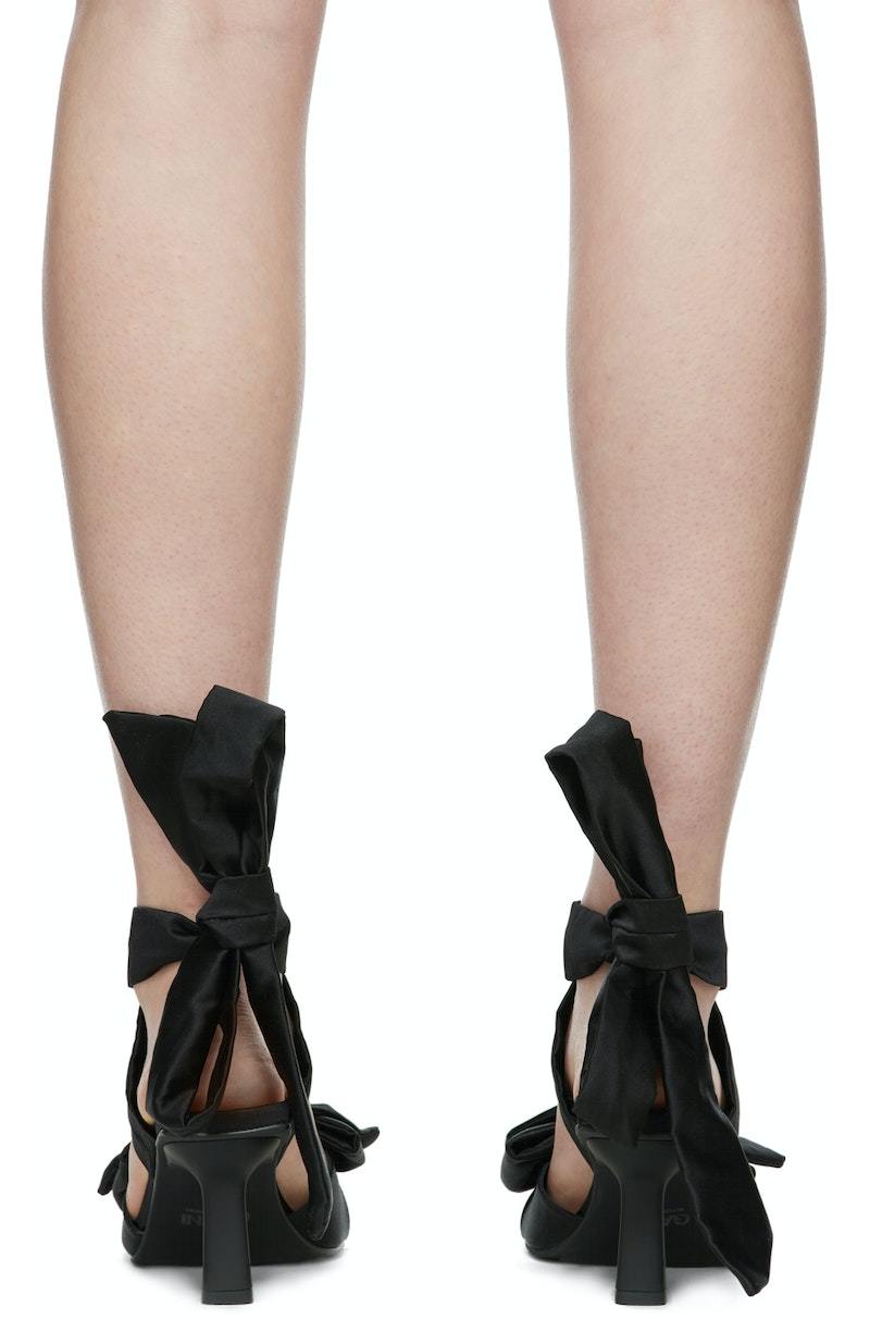 Ganni■Big Bow High Heel Sandal Satin - Black【 残りわずか】 GANNI Big Bow Satin High Heel Sandals | Shopbop