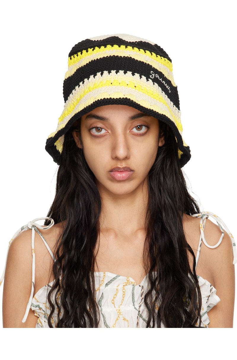 GANNI Yellow Logo Bucket Hat | Garmentory