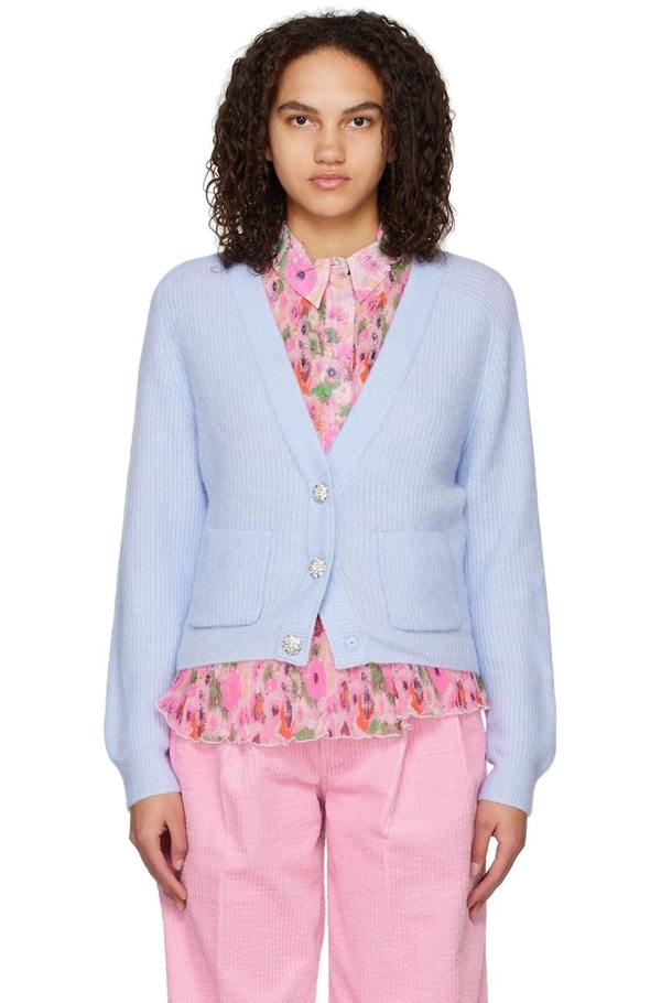 GANNI Embellished Cardigan Brunnera Blue Garmentory