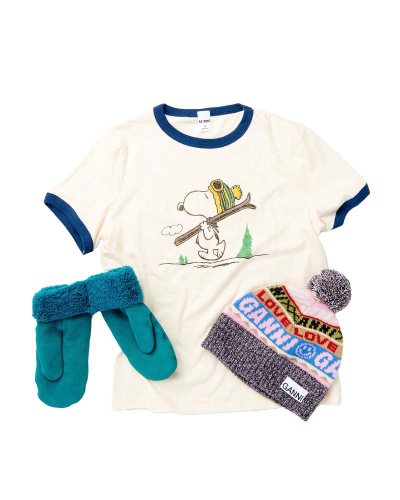 RE/DONE Ringer Snoopy Ski Tee - Vintage Ivory | Garmentory