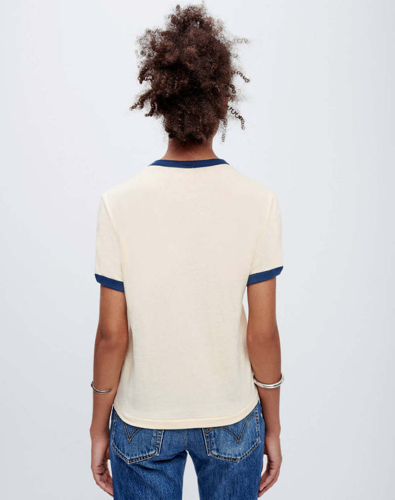 RE/DONE Ringer Snoopy Ski Tee - Vintage Ivory | Garmentory