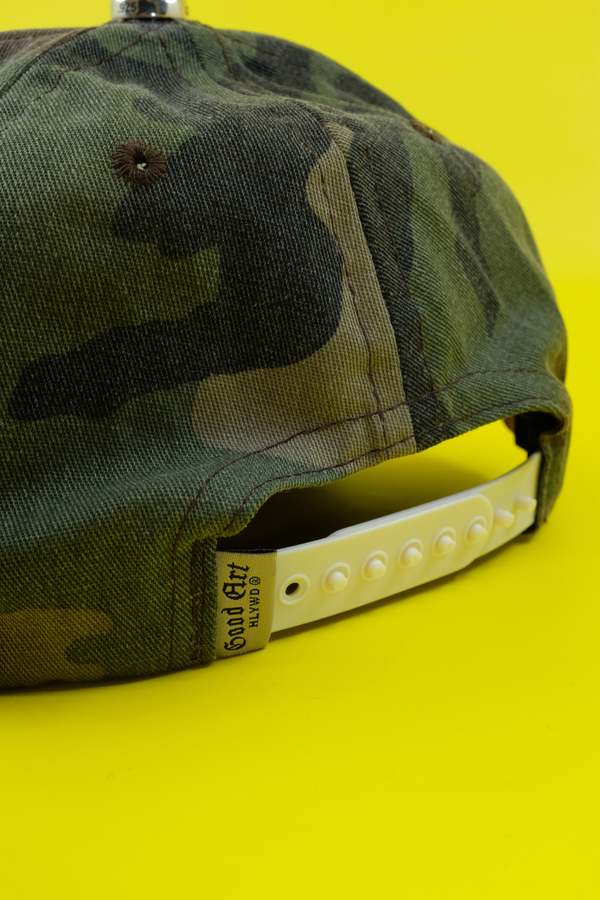 Good Art HLYWD Camouflage 925 Silver and Cotton Rosette High Crown Snapback  Cap - Green on Garmentory