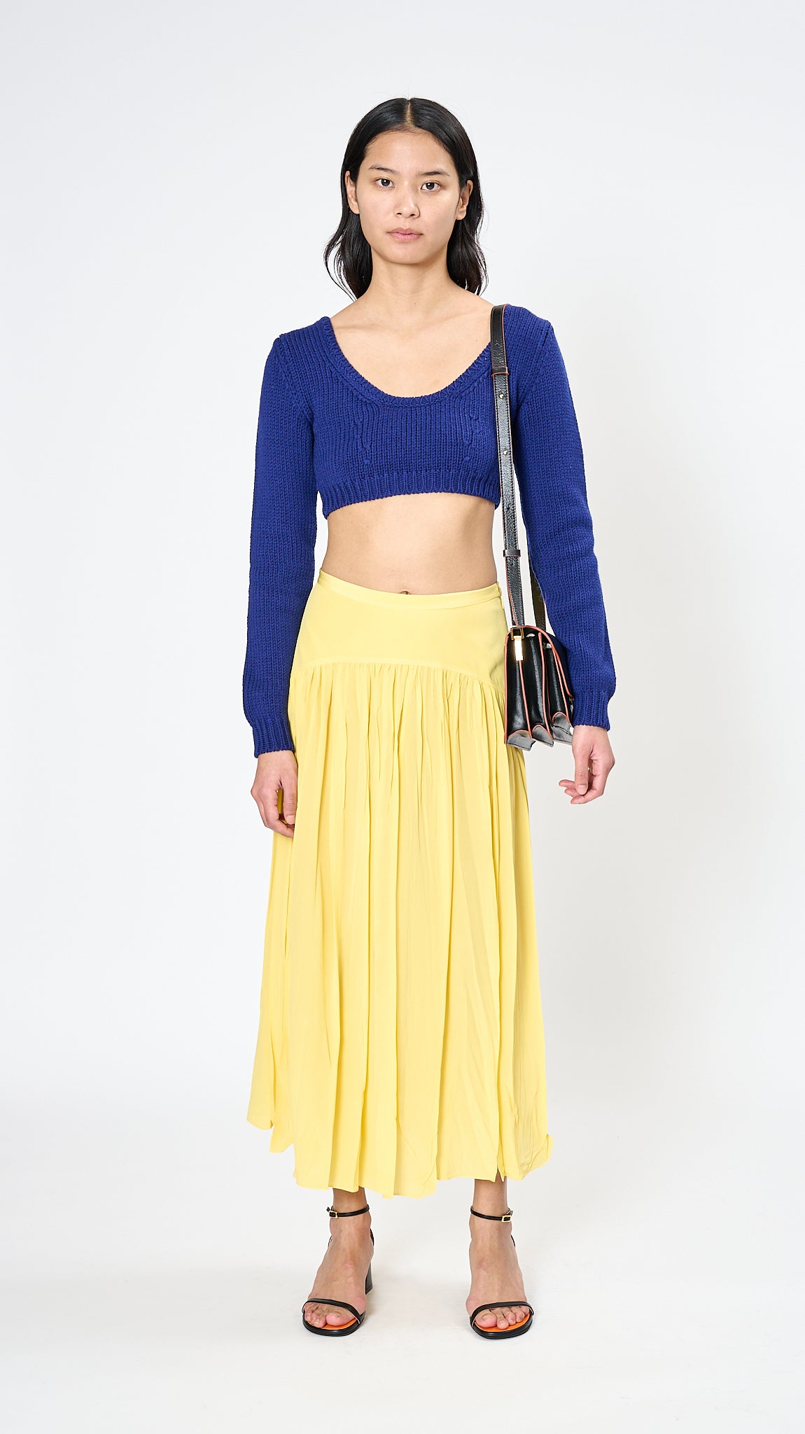 MARNI イエロー シルク フレアスカート 38 Marni Silk Long Skirt - Yellow | Garmentory
