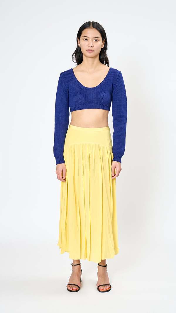 MARNI イエロー シルク フレアスカート 38 Marni Silk Long Skirt - Yellow | Garmentory