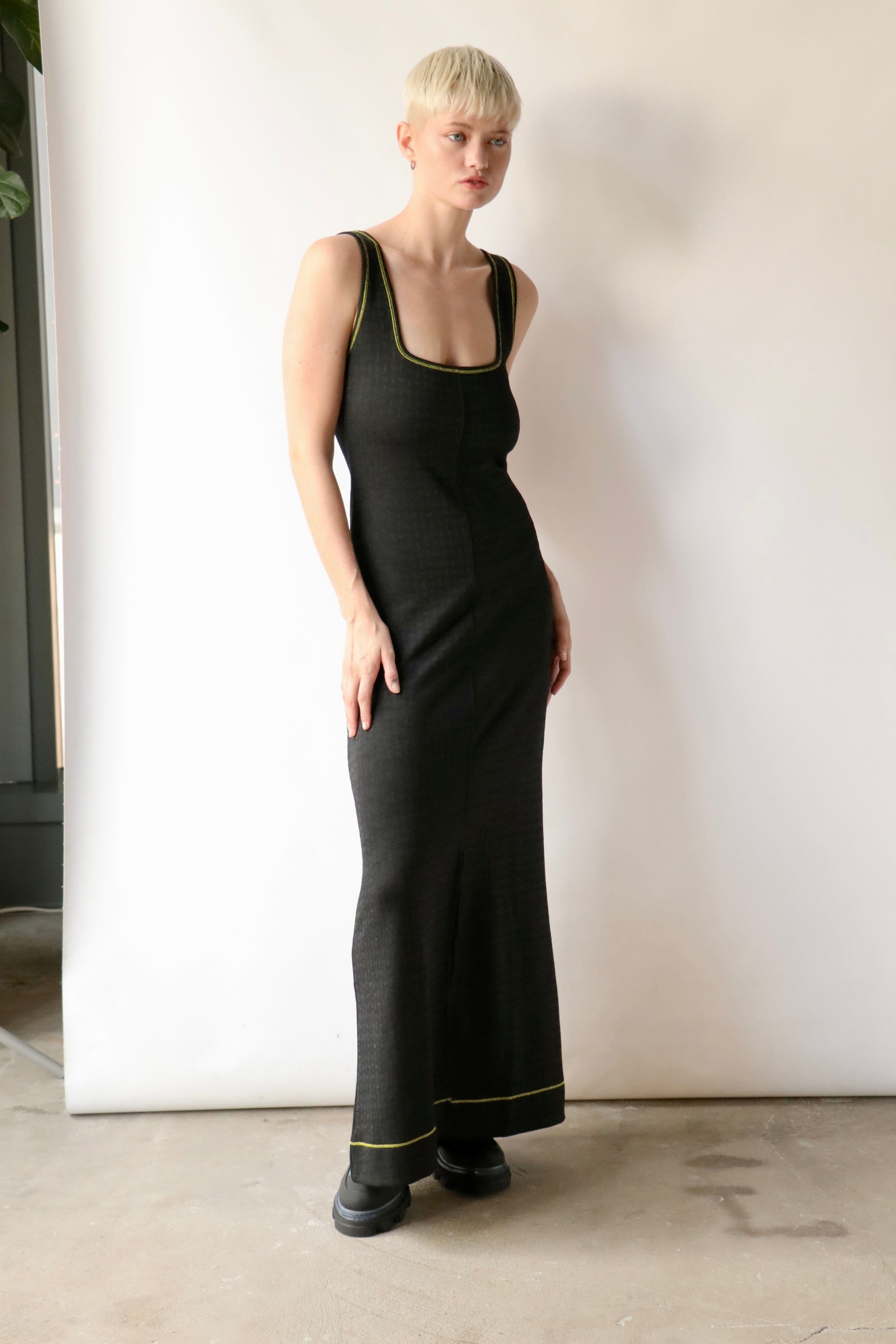 Ganni Jacquard Jersey Long Dress - Black Ganni Jacquard Jersey Long Dress - Black