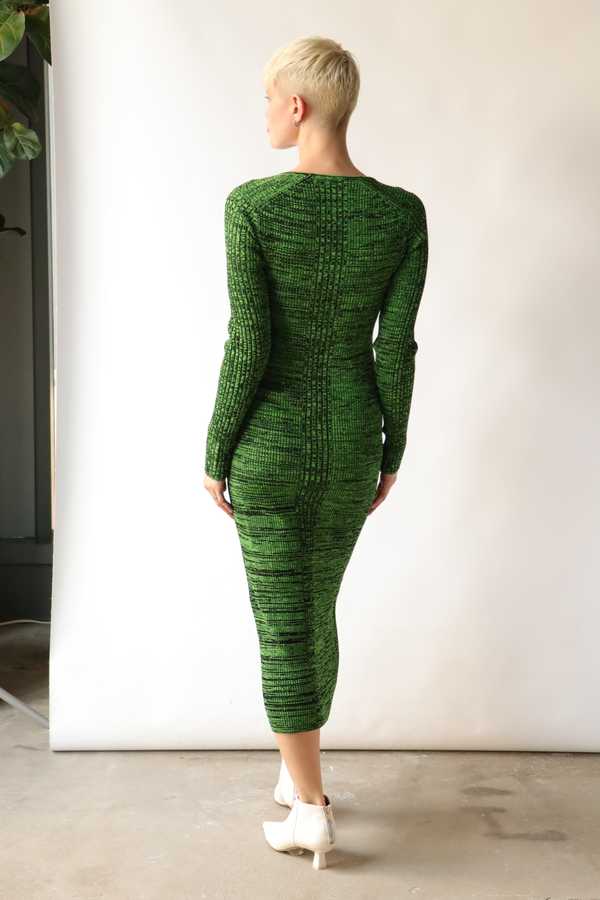 Ganni Melange Knit Dress - Green | Garmentory