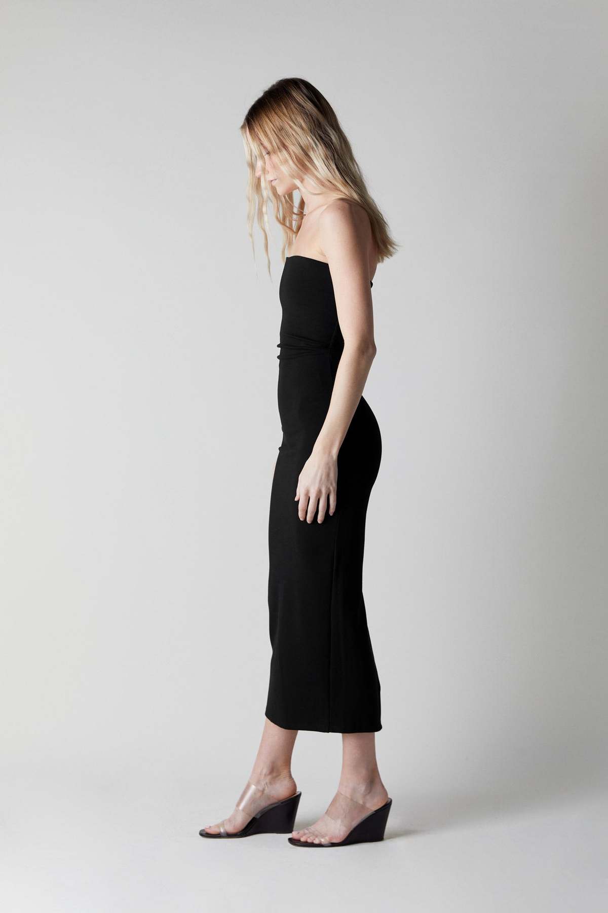 knee length dresses for ladies ARIVEN Asym Midi Dress - Powder Pink