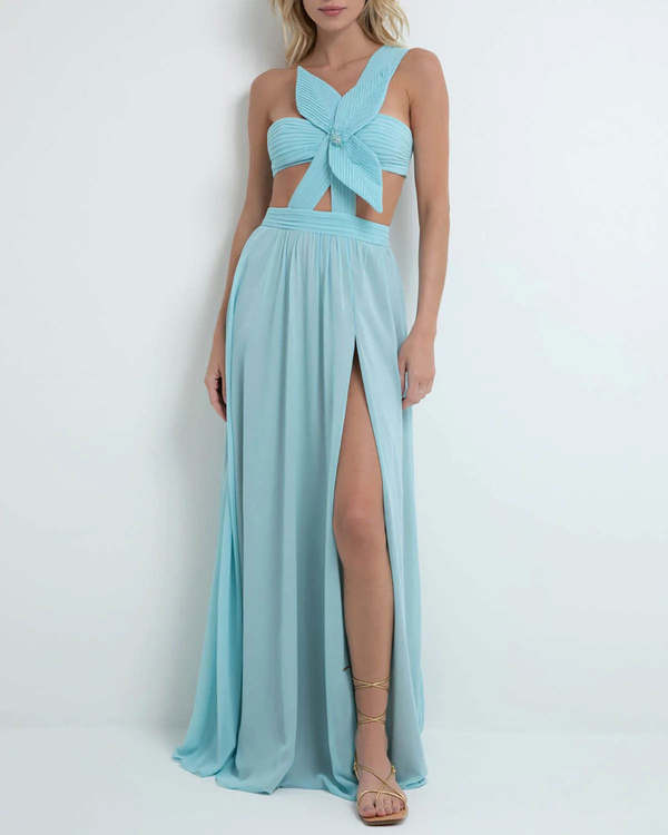 patbo blue dress Ruffle Sleeve Mini Wrap Dress main image 1