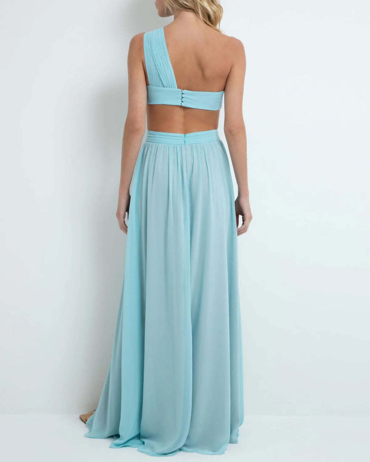 strapless open back dress Patbo Dune Jersey One Shoulder Gown