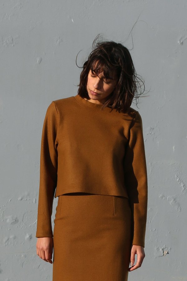 Waltz Wool Jersey Pullover in Camel Waltz Wool Jersey Pullover in Camel