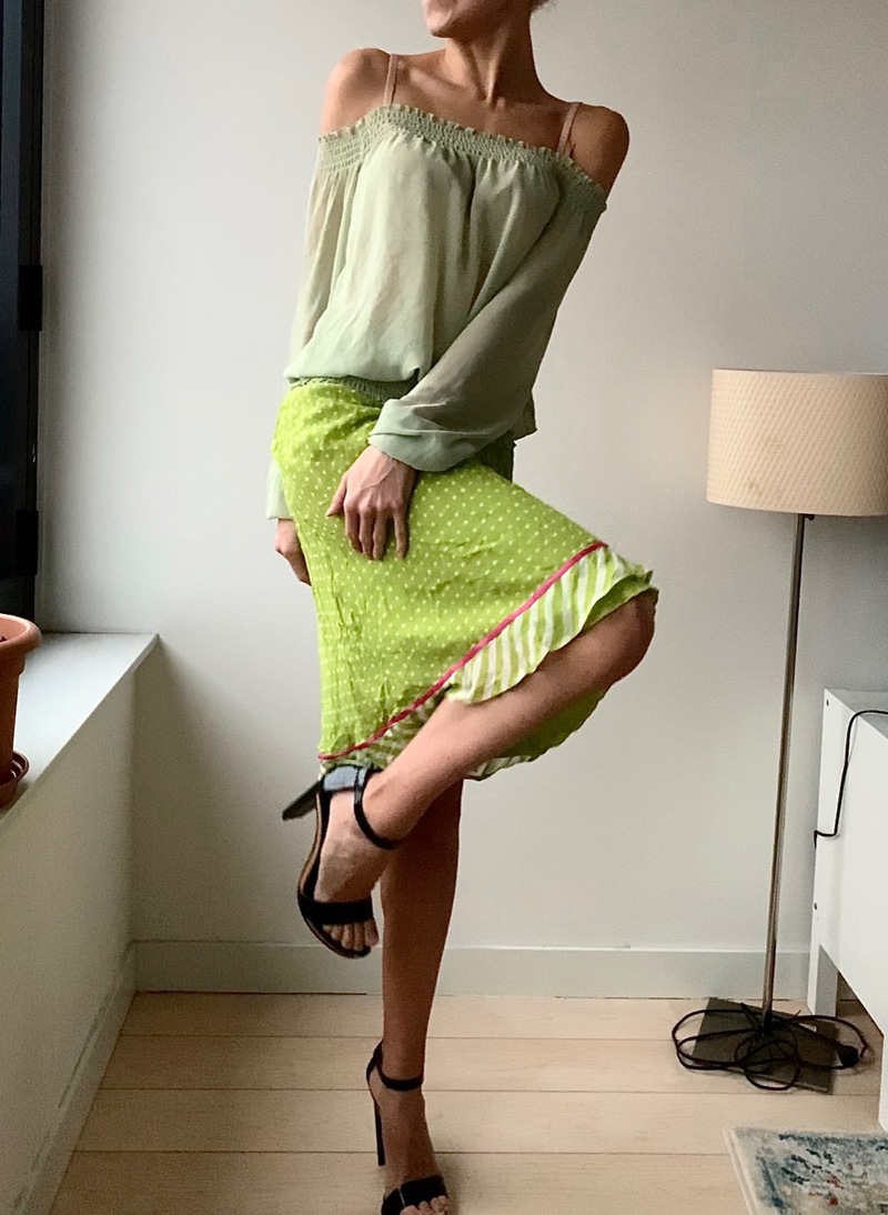 Blugirl blumarine lime polka dot midi skirt | Garmentory