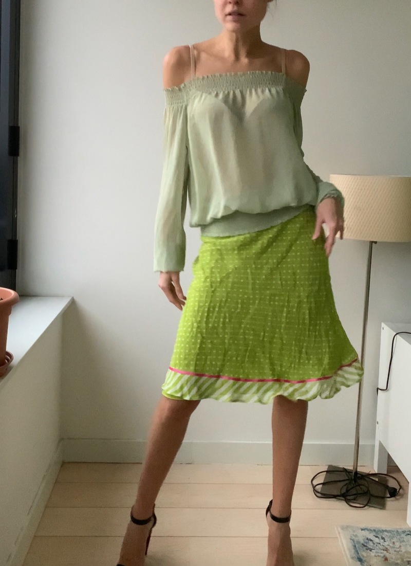 Blugirl blumarine lime polka dot midi skirt | Garmentory