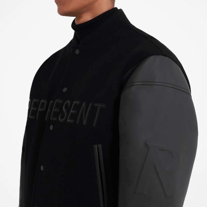 Represent Wool Varsity Jacket - Black