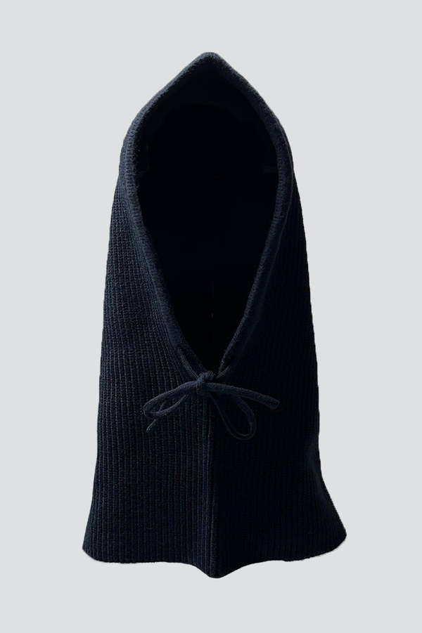 Vintage Wool Blend Tie Hood - Black