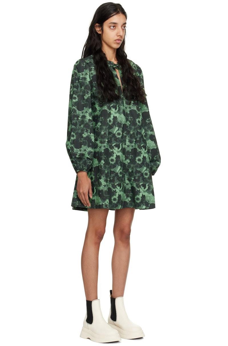 【送料関税込】GANNI Printed Cotton Midi Wrap Dress（Peapod） Women's Midi Dresses | Elegant & Versatile Styles | GANNI US