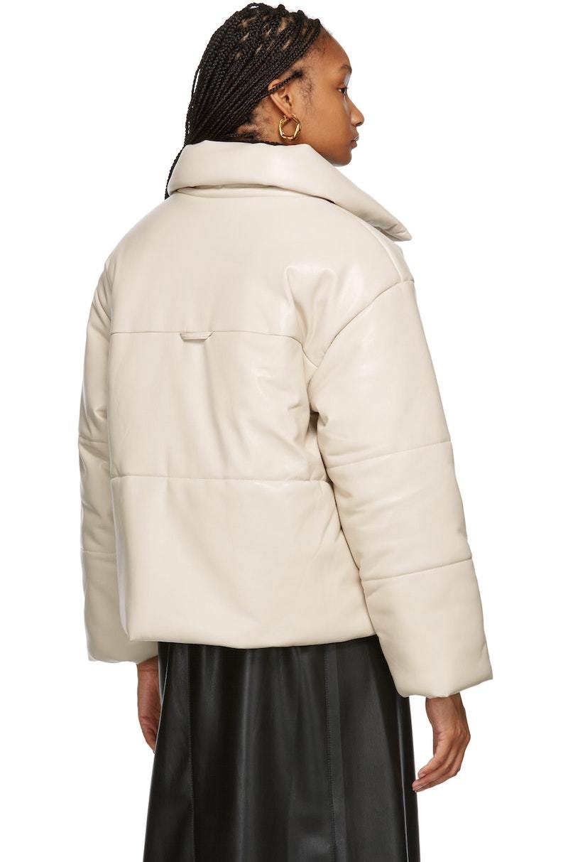 Nanushka Hide Puffer Vegan Leather Jacket - Creme | Garmentory