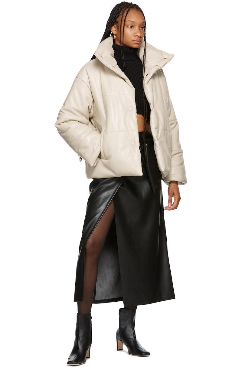 Nanushka Hide Puffer Vegan Leather Jacket - Creme | Garmentory