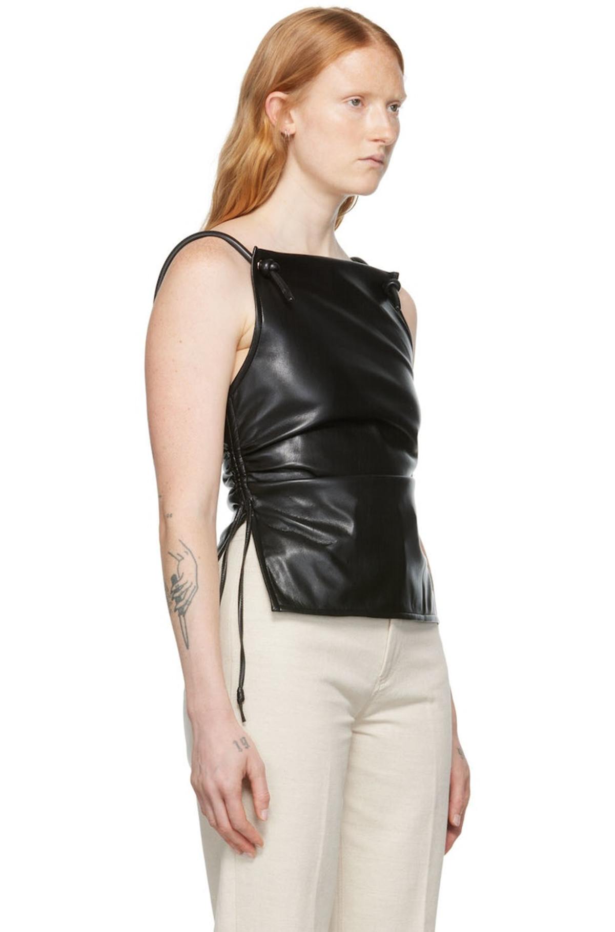 NANUSHKA VEGAN LEATHER LONGSLEEVE TOP