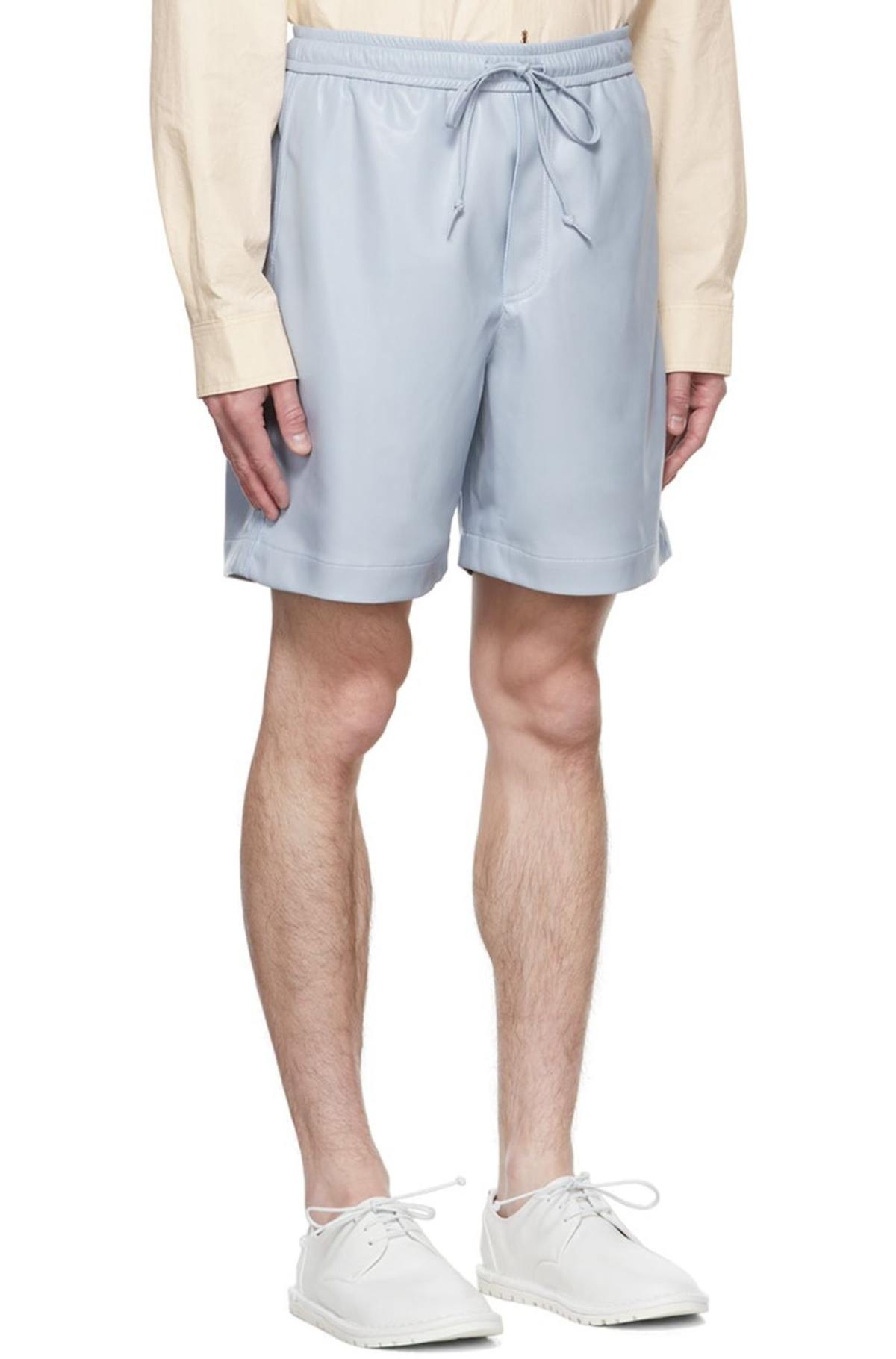 Nanushka Doxxi Vegan Leather Shorts - Blue | Garmentory