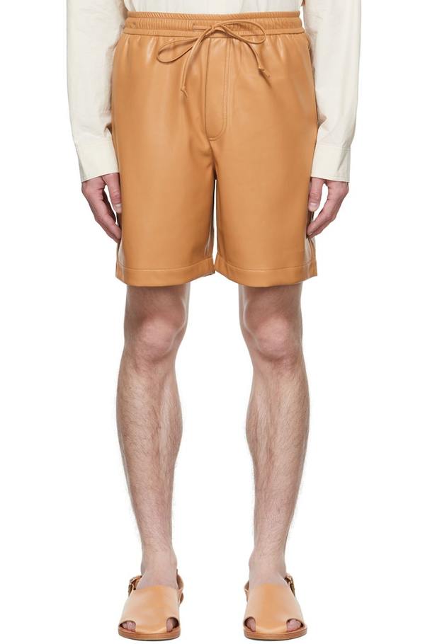 Nanushka Doxxi Vegan Leather Shorts - Tan | Garmentory