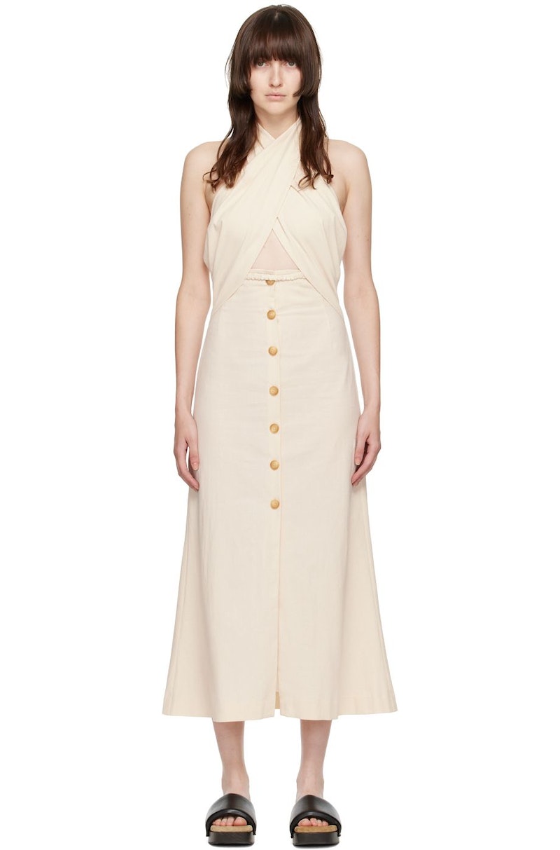Nanushka Soffio Midi Dress - Beige | Garmentory