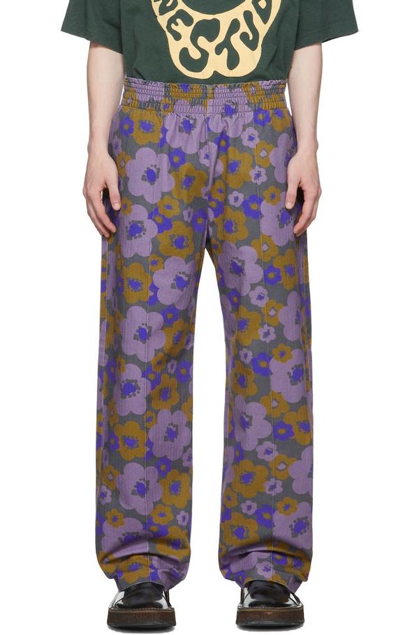 Acne Studios Floral Print Trousers - Purple | Garmentory