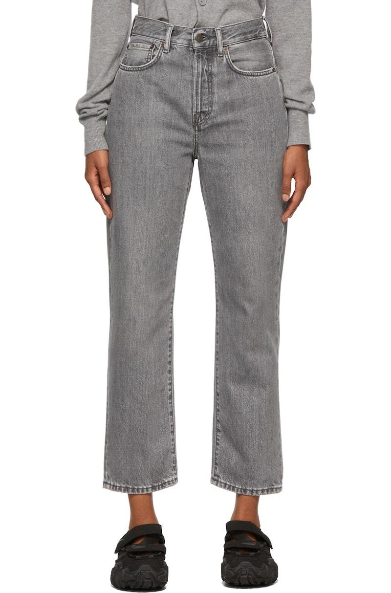 Acne Studios Grey Mece Straight Fit High Rise Jeans | Garmentory