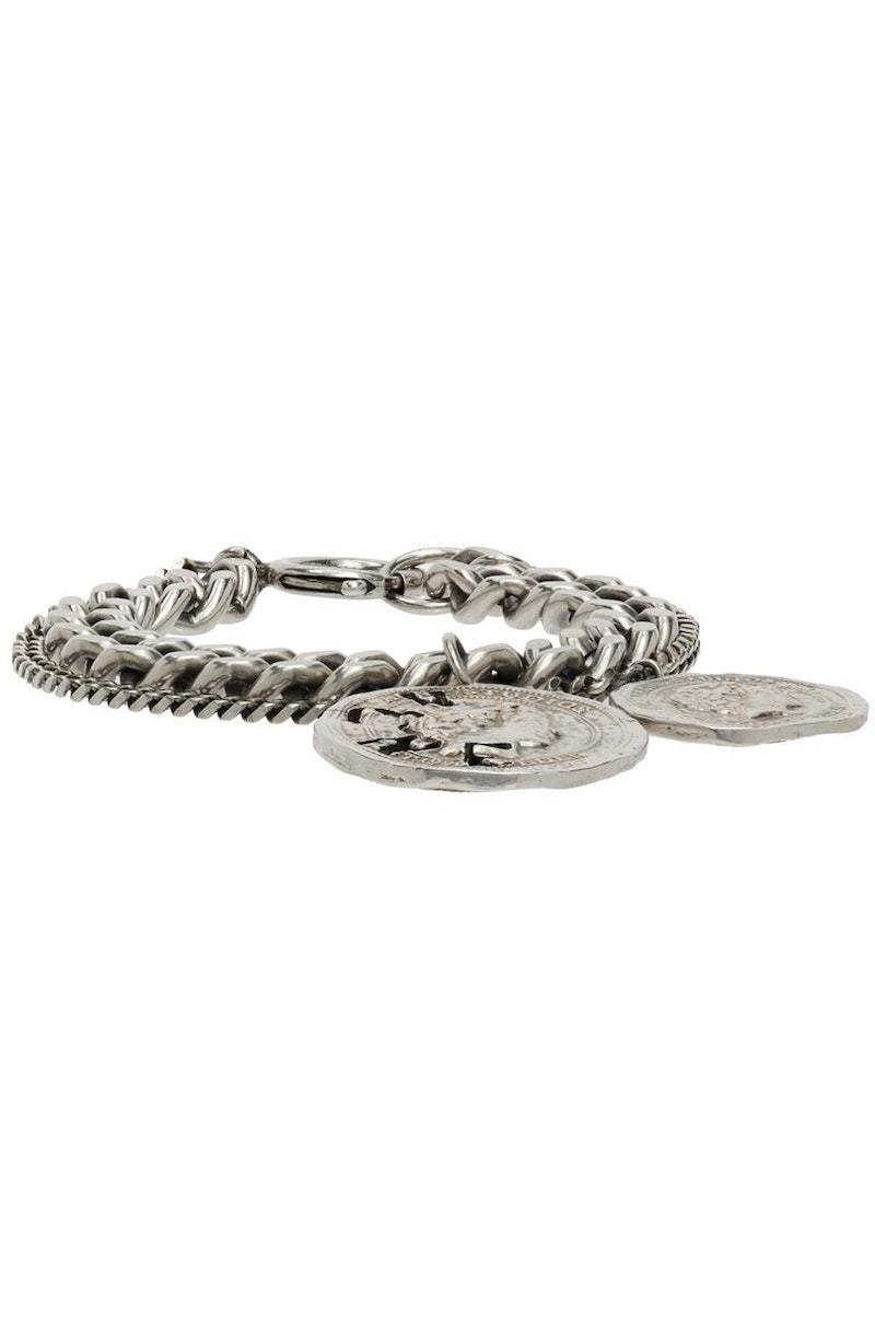 Acne Studios Gunmetal Coin Bracelet - Silver | Garmentory