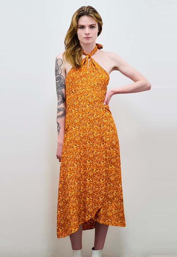 faithfull the brand orange floral dress Faithfull The Brand Anisha Maxi Dress