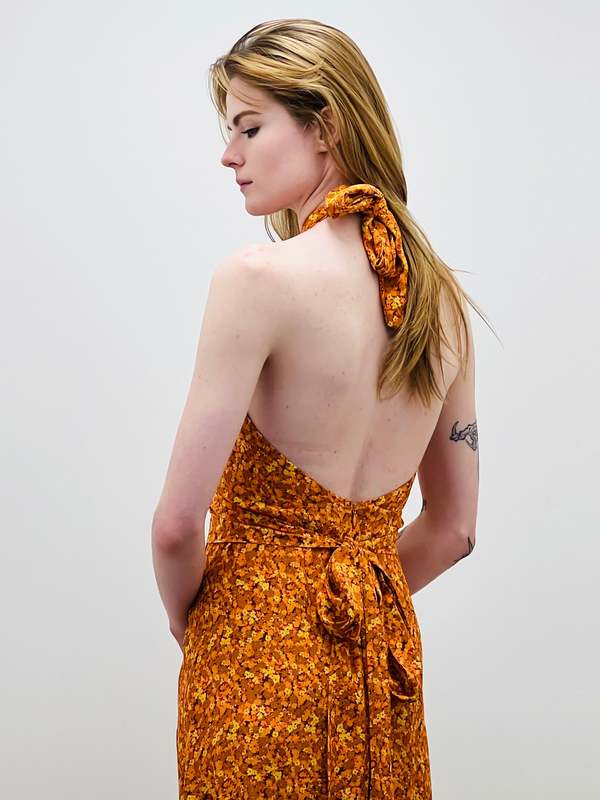 faithfull the brand orange floral dress Faithfull The Brand Floral Print Knee-Length Dress - Orange Dresses, Clothing - WFTBR48813