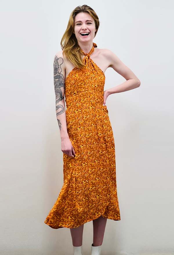 faithfull the brand orange dress FAITHFULL Biarritz Singlet Maxi Dress in Terracotta Ombre