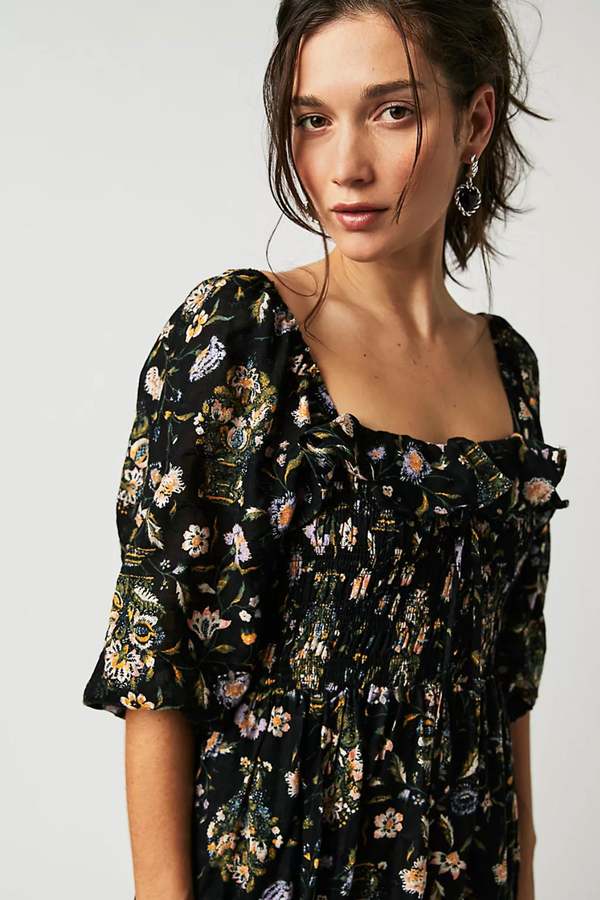 Free People Oasis Printed Midi dress - Black Combo